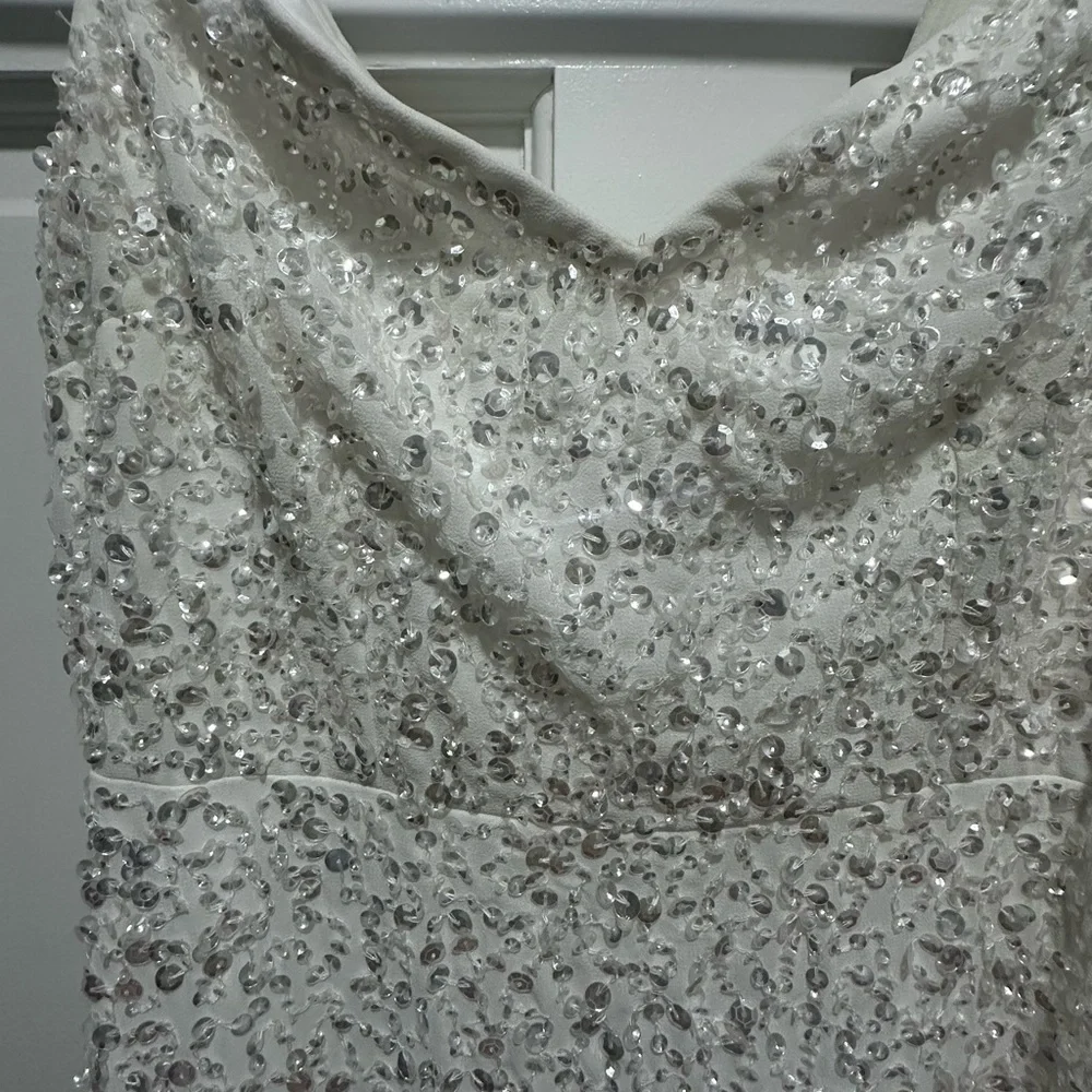 Maya Bridal bardot fishtail embellished maxi dress in Ivory size 6 NWT SOLD OUT - Picture 8 of 10
